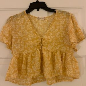 Altar'd State Yellow Floral Blouse